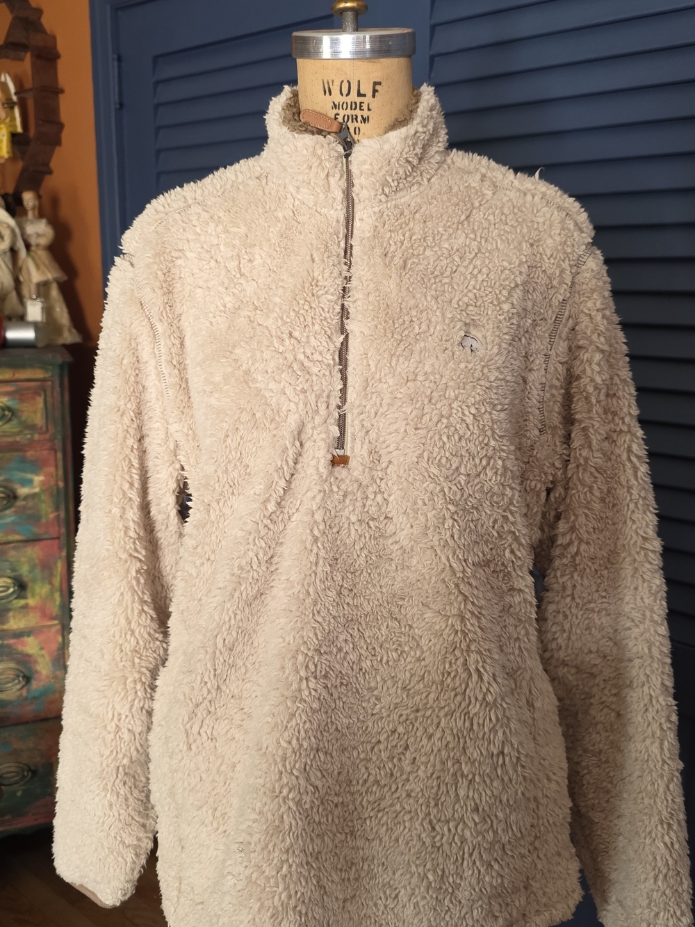 The Southern Shirt Company Cream Sherpa Half-Zip Turtleneck
